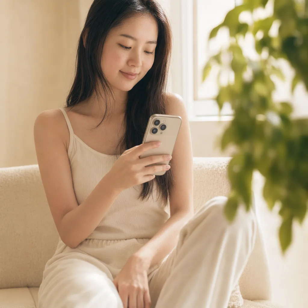 A person taking a quick weekly skin photo on their phone